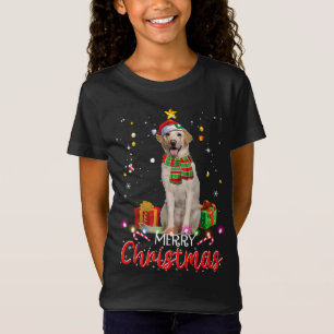 Camiseta Feliz Navidad Labrador Santa Hat Tree Ilumina Pj