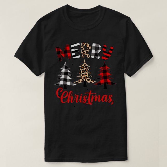Camiseta Feliz Navidad Leopardo Búfalo Familia Jugada (Diseño del anverso)