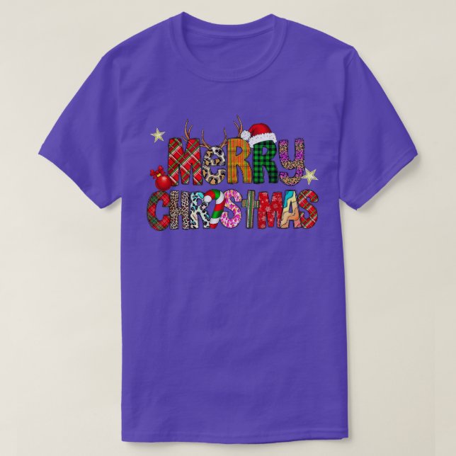 Camiseta Feliz Navidad Leopardo Búfalo Rojo Tapado Para Hom (Diseño del anverso)