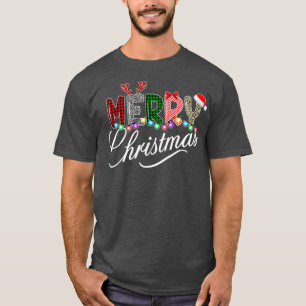 Camiseta Feliz Navidad Leopardo Búfalo Rojo Tapado Para Hom