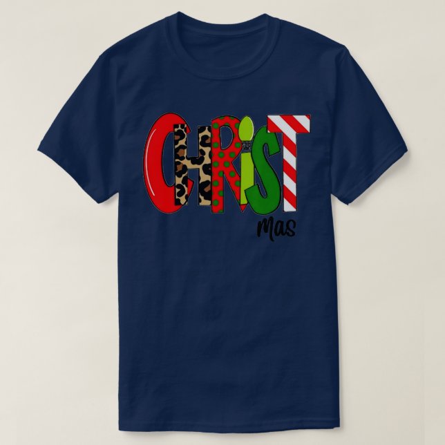 Camiseta Feliz Navidad Leopardo Búfalo Rojo Tapado Para Hom (Diseño del anverso)