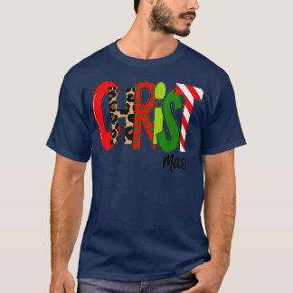 Camiseta Feliz Navidad Leopardo Búfalo Rojo Tapado Para Hom