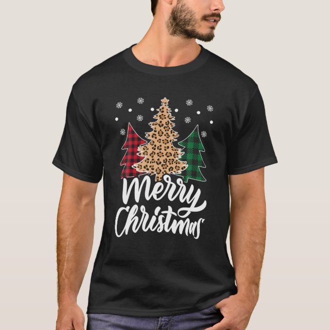 Camiseta Feliz Navidad Leopardo de navidad búfalo en Navida (Anverso)