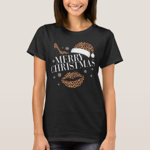 Camiseta Feliz Navidad leopardo impreso femenino