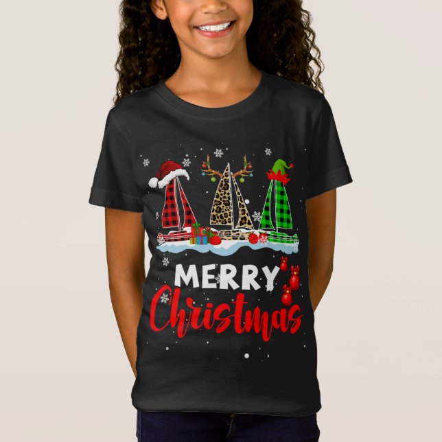 Camiseta Feliz Navidad LF Reindeer Santa Plaid Leopard S (Anverso)
