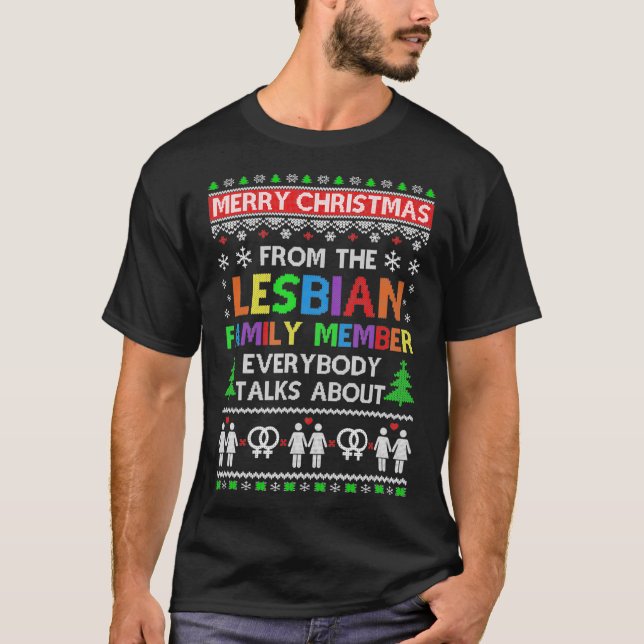 Camiseta Feliz Navidad LGBT de la tía lesbiana (Anverso)