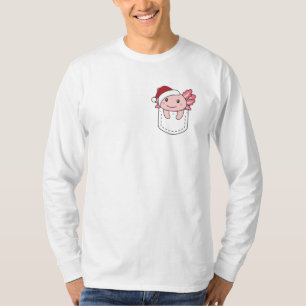 Camiseta Feliz Navidad, lindo Axolotl En El Bolsillo De Los