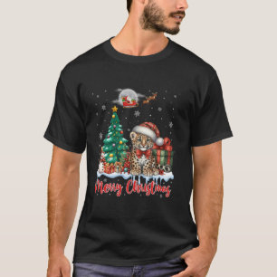 Camiseta Feliz Navidad lindo Cheetah Santa Hat Cheetah Lov