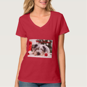 Camiseta Feliz navidad lindo Mascota Perro Terrier diversió