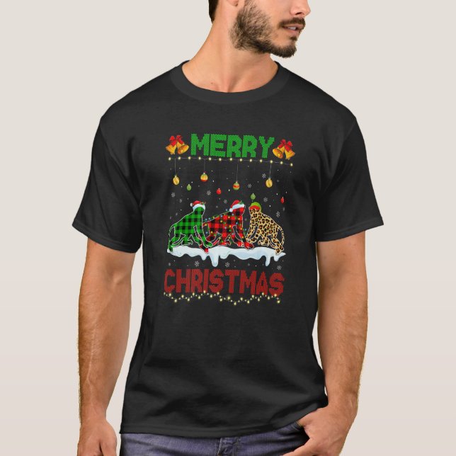 Camiseta Feliz Navidad lindo Mono Navidad Leopardo de San (Anverso)