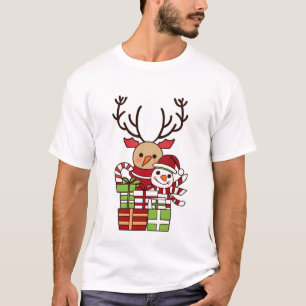 Camiseta Feliz Navidad lindo personalizado reno regalo de m