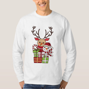 Camiseta Feliz Navidad lindo personalizado reno regalo de m