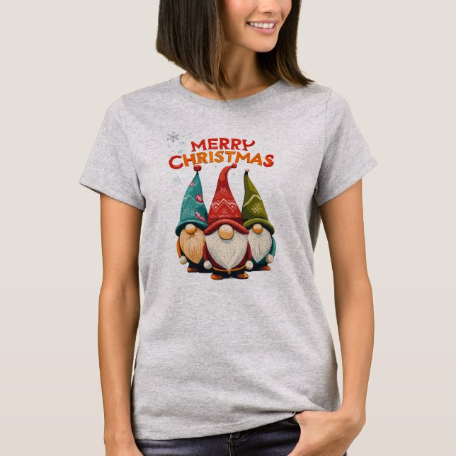 Camiseta Feliz Navidad lindos gnomos (Anverso)