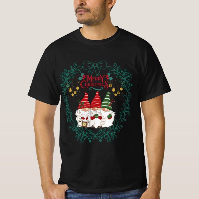 Camiseta Feliz navidad lindos gnomos (Anverso)