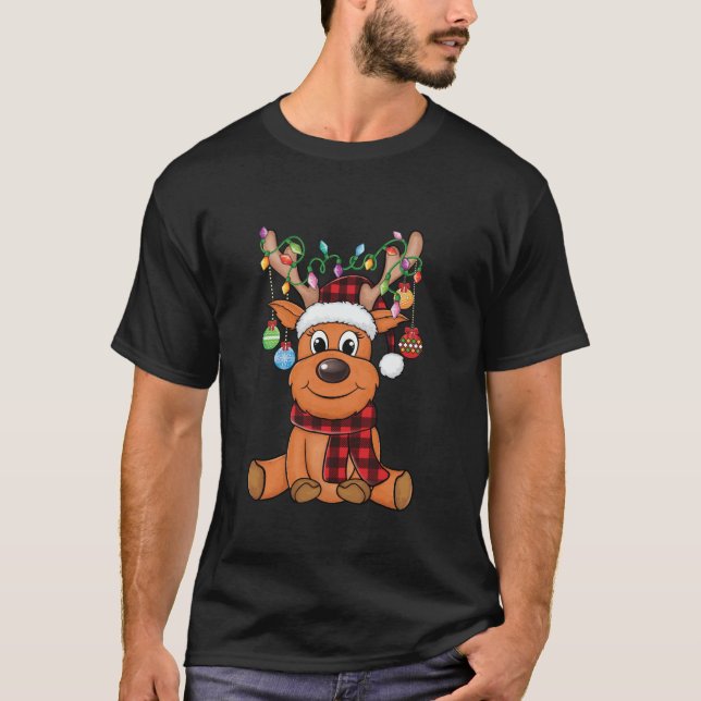 Camiseta Feliz Navidad lindos renos Navidad Familia Matanza (Anverso)