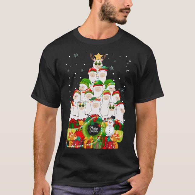 Camiseta Feliz Navidad Llama Alpaca Árbol Xmas Llamas (Anverso)