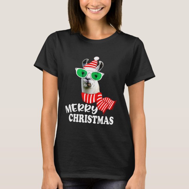 Camiseta Feliz Navidad Llama de Navidad (Anverso)