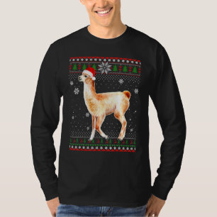 Camiseta Feliz Navidad Llama Gorra Santa en Nieve Sueca Fea