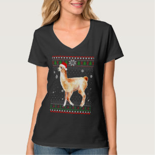 Camiseta Feliz Navidad Llama Gorra Santa en Nieve Sueca Fea