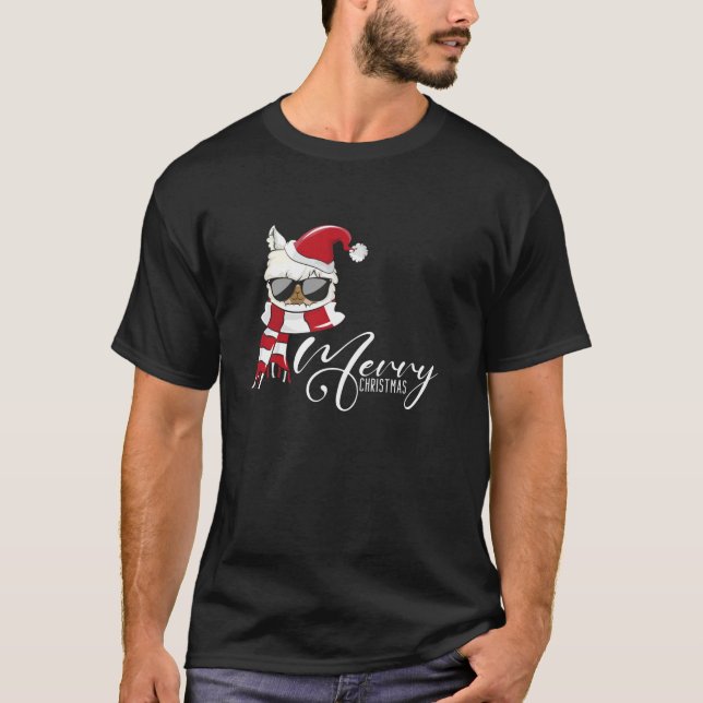 Camiseta Feliz Navidad Llama Santa Hat Ugly Xmas Tee Alpa (Anverso)