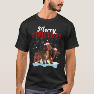 Camiseta Feliz Navidad Luces de árbol Dachshund Dachshund C