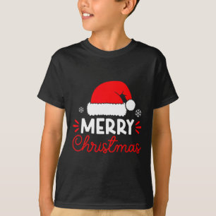 Camiseta Feliz Navidad Luces de Santa Hat Navidad Hombres F