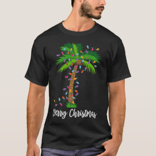 Camiseta Feliz Navidad Luces Palm Tree Beach Navidad Pajama