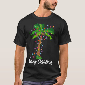 Camiseta Feliz Navidad Luces Palm Tree Beach Navidad Pajama