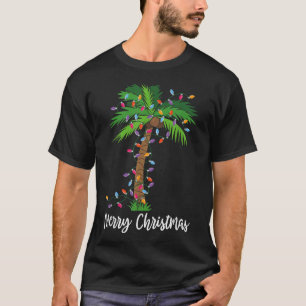 Camiseta Feliz Navidad Luces Palm Tree Beach Navidad Pajama