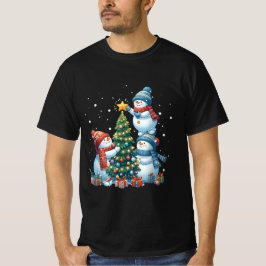 Camiseta Feliz Navidad Luces Red Santa Hat Familia de navid