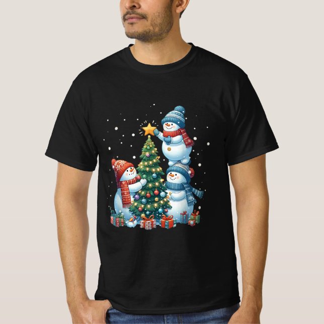 Camiseta Feliz Navidad Luces Red Santa Hat Familia de navid (Anverso)