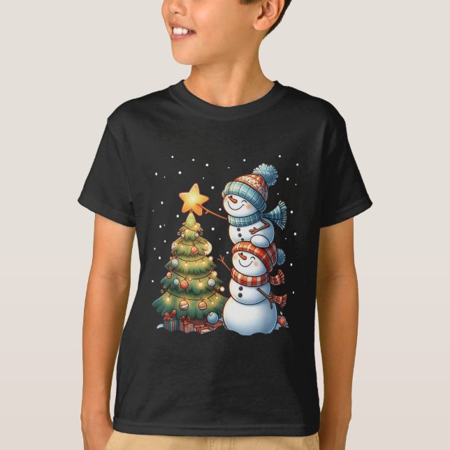 Camiseta Feliz Navidad Luces Red Santa Hat Familia de navid (Anverso)