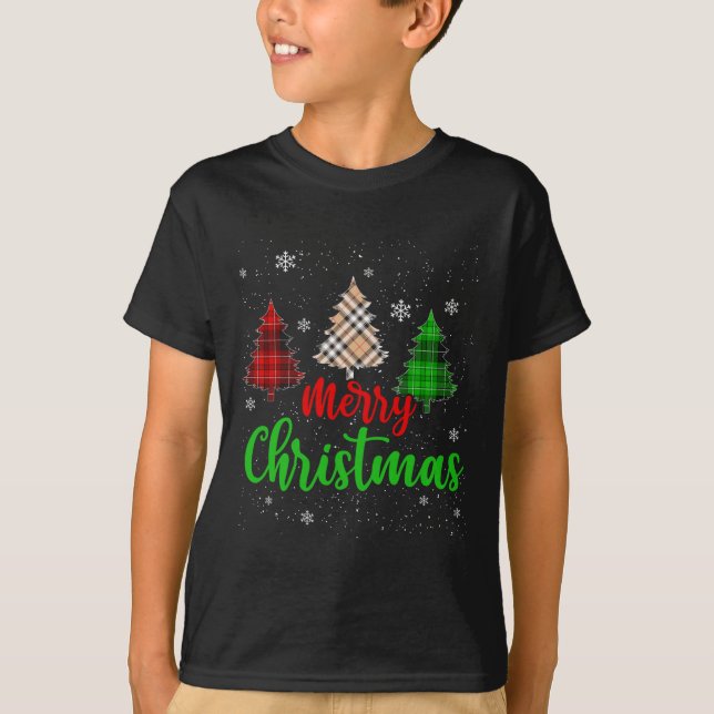 Camiseta Feliz Navidad Luces Red Santa Hat Familia de navid (Anverso)