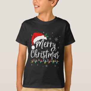 Camiseta Feliz Navidad Luces Santa Hat Navidad