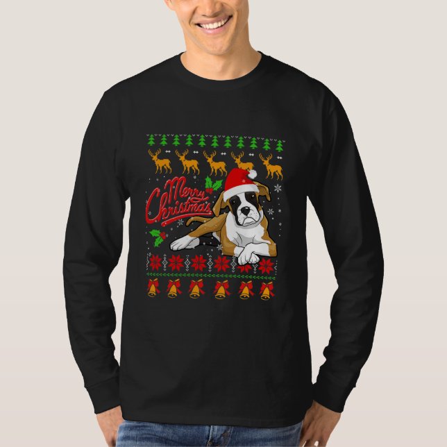 Camiseta Feliz Navidad Luces Ugly Boxer Navidad  (Anverso)