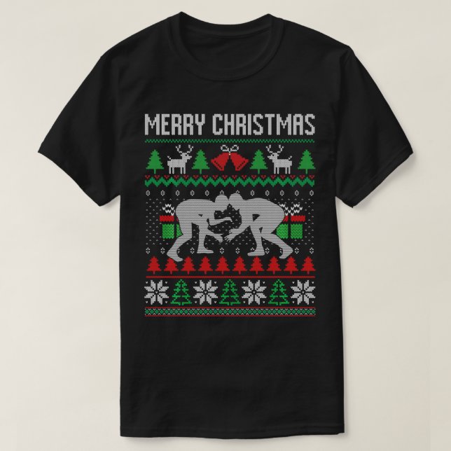 Camiseta Feliz Navidad Luchando contra el luchador Santa Na (Diseño del anverso)