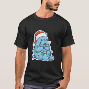 Camiseta Feliz Navidad Manatí Vaca Marina Santa Sombrero Na
