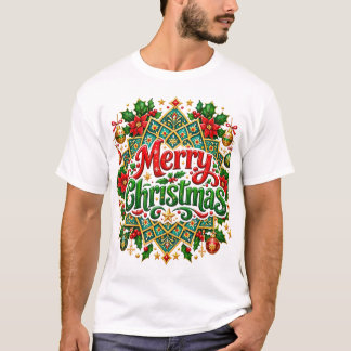 Camiseta Feliz Navidad Mandala Ornamentado 