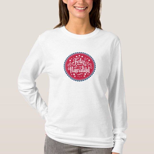 Camiseta Feliz Navidad Merry Christmas Modern Spanish Holid (Anverso)