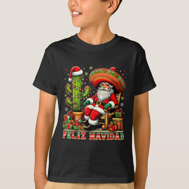 Camiseta Feliz Navidad Mexican Christmas Santa Sombrero Cac (Anverso)