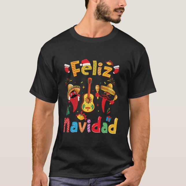 Camiseta Feliz Navidad Mexican Fiesta Hot Pepper Guitar Py (Anverso)