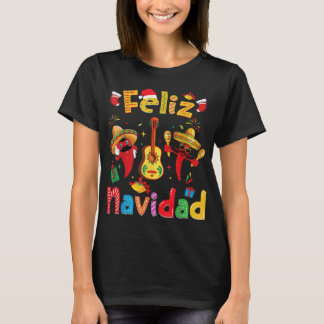 Camiseta Feliz Navidad México Fiesta Hot Pepper Guitar Xma