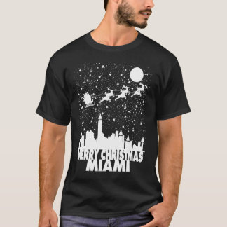 Camiseta Feliz Navidad Miami Skyline Santa Claus sleigh V
