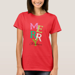 Camiseta Feliz Navidad moderna y brillante festividad