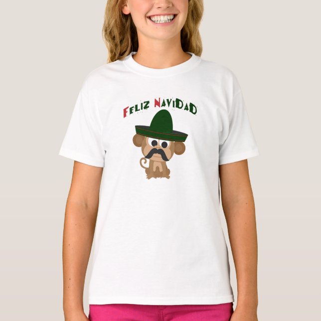 Camiseta ¡Feliz Navidad! Mono lindo (Anverso)