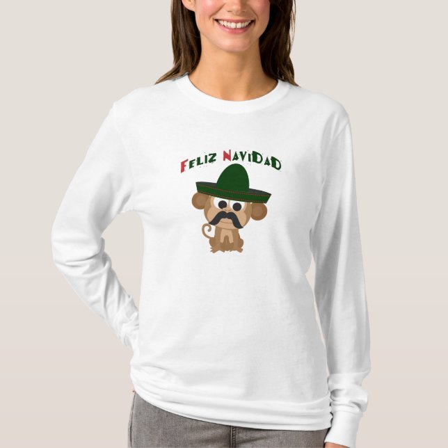 Camiseta ¡Feliz Navidad! Mono lindo (Anverso)