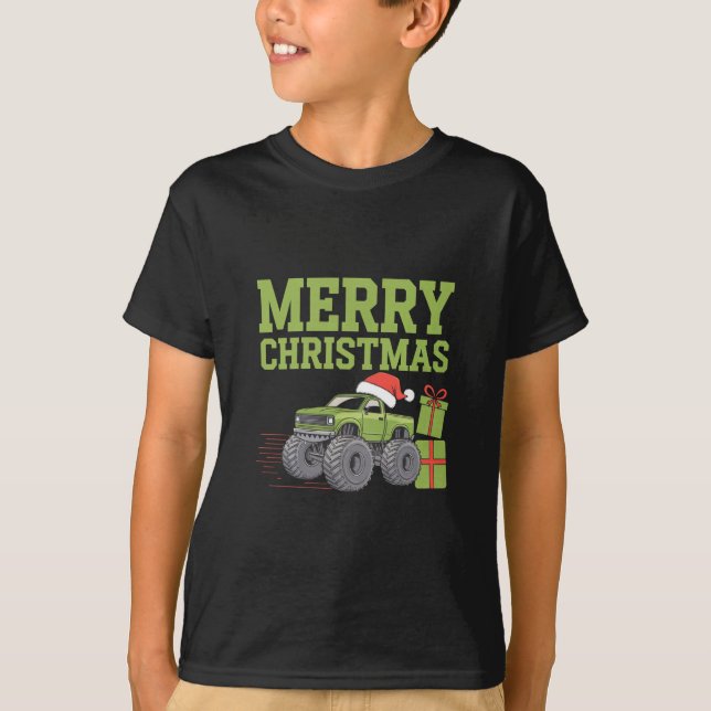 Camiseta Feliz Navidad Monster Camión Toddler Boys Navidad (Anverso)