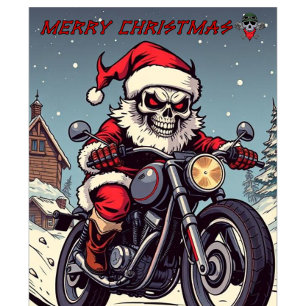 Camiseta Feliz Navidad Motero Esqueleto Santa