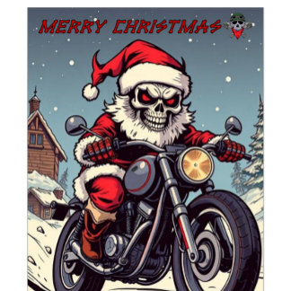 Camiseta Feliz Navidad Motero Esqueleto Santa
