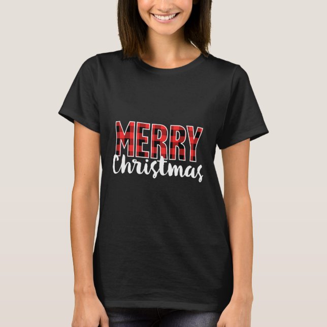 Camiseta Feliz Navidad Mujeres Hombres Niños Doble Rojo Tap (Anverso)
